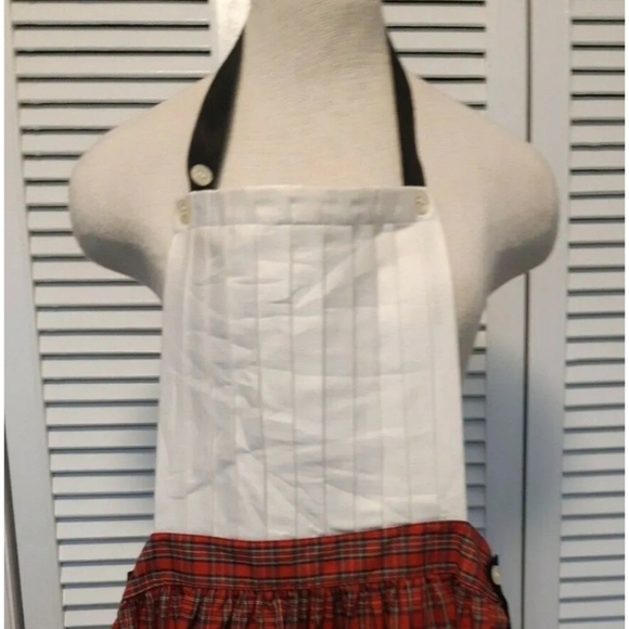 VTG JG HOOK RITZ pleated front bib apron plaid skirt cottagecore coastal S - Picture 4 of 12